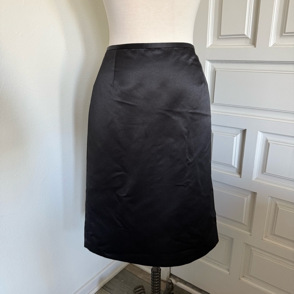 Calvin Klein Black Shiny Satin Pencil Skirt